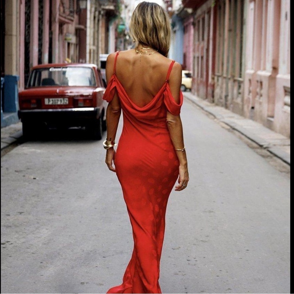 Rat & Boa Florentina Cowl neck floral jacquard maxi dress - Red